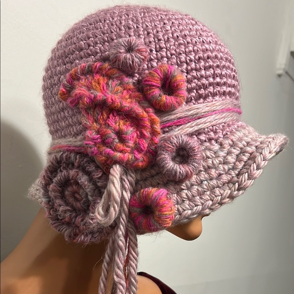 Chic Lavender Crochet Hat with Floral Details main image 8
